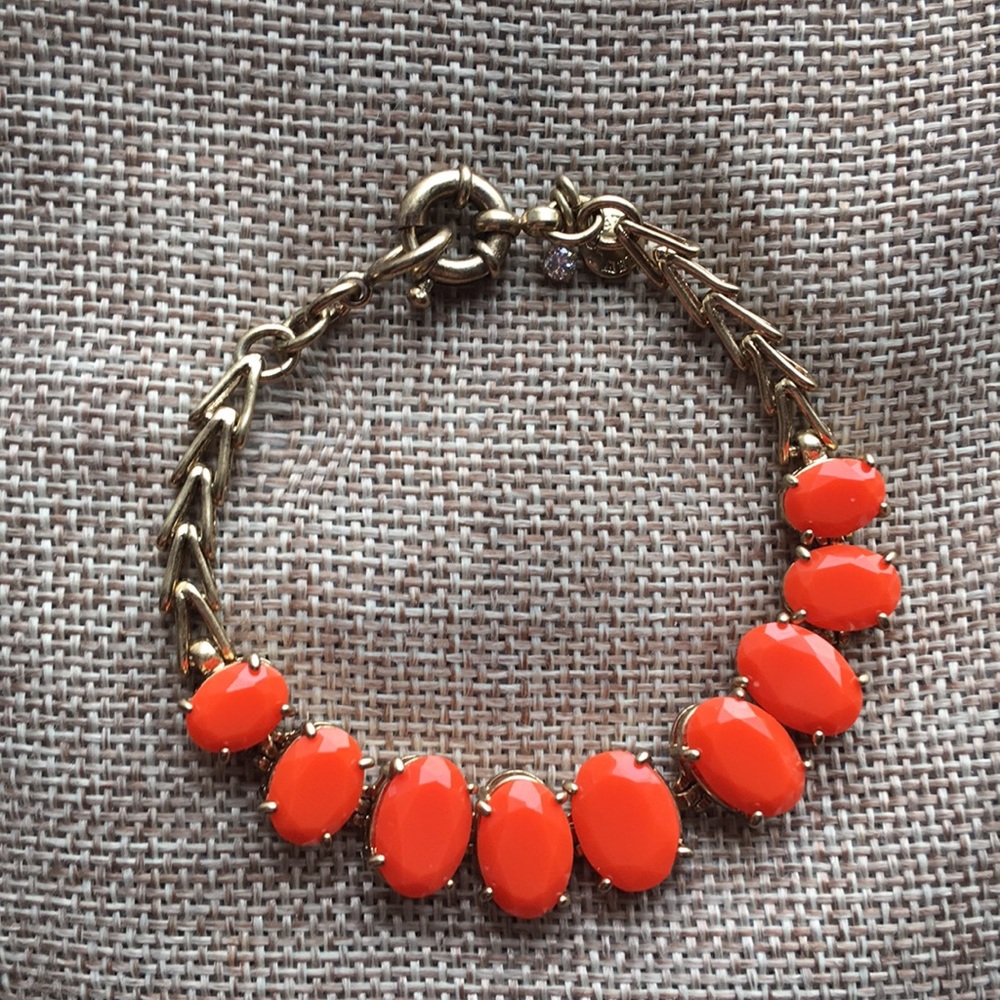 J. Crew Faceted Oval Neon Orange Bracelet Bracelet